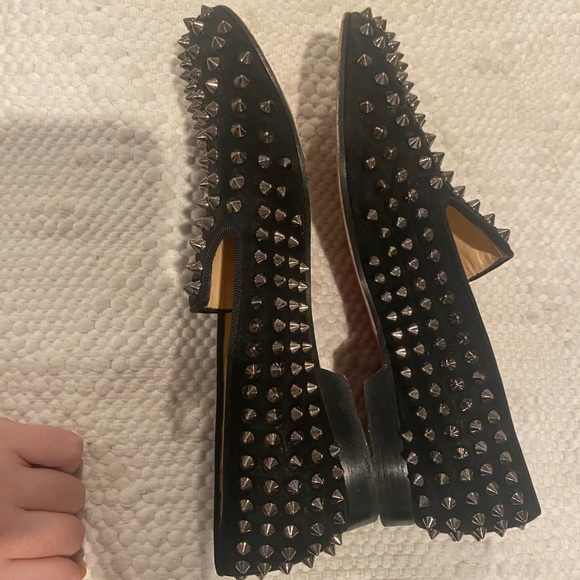 Christian Louboutin Black Spiked Loafers in well loved condition 38.5 - Picture 10 of 16